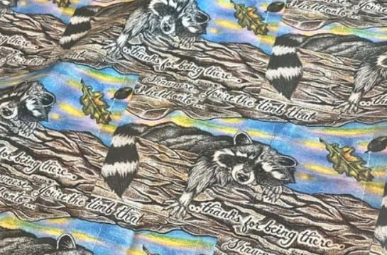 The drawing printed onto fabric