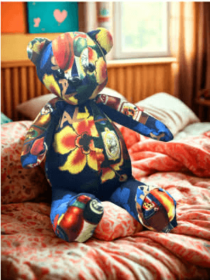 Handmade Till I'm There teddy bear at bedside